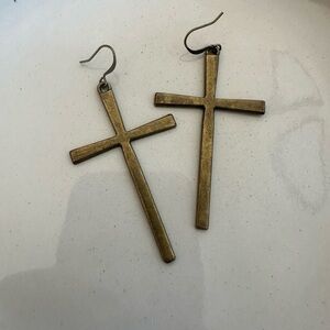 Vintage Gold Cross Earrings